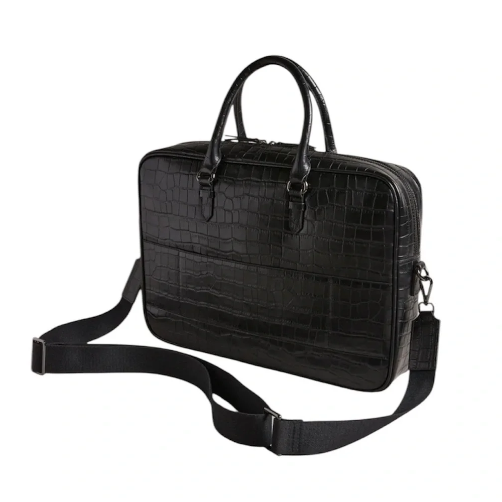 ♠️♠️♠️Ted Baker
Black Fabiann Croc-embossed Leather Document Bag - Picture 2 of 4